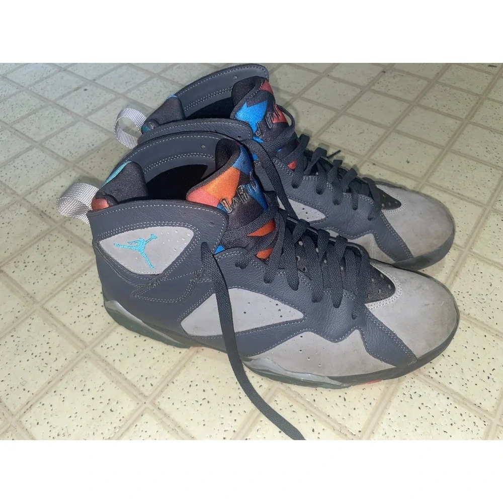 Jordan 7 Retro Barcelona Days Wolf‎ Grey Orange Blue - Size 10.5 - 304775-016